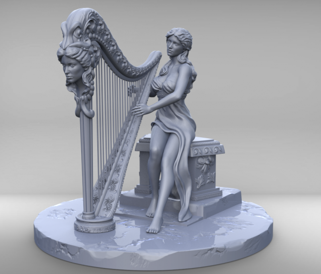 woman with harp stl3d print model high poly Modèles 3D en vedette .c4d .max .obj .3ds .fbx .stl .blend 