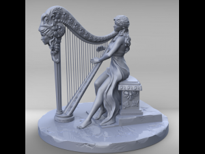 woman with harp stl3d print model high poly Modèles 3D en vedette