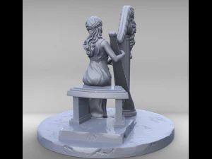 mulher com harpa stl3d impress&atilde;o modelo high poly Modelo de Impressão 3D