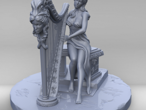 woman with harp stl3d print model high poly Modèles 3D en vedette