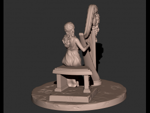 woman with harp stl3d print model high poly Modèles 3D en vedette
