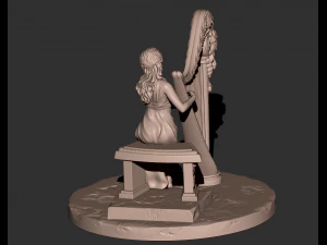 mulher com harpa stl3d impress&atilde;o modelo high poly Modelo de Impressão 3D