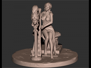 woman with harp stl3d print model high poly Modèles 3D en vedette