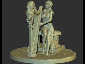 woman with harp stl3d print model high poly Modèles 3D en vedette