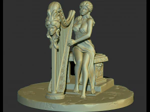 mulher com harpa stl3d impress&atilde;o modelo high poly Modelo de Impressão 3D