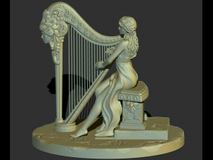woman with harp stl3d print model high poly Modèles 3D en vedette