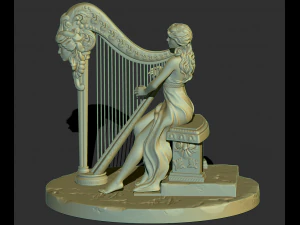 mulher com harpa stl3d impress&atilde;o modelo high poly Modelo de Impressão 3D