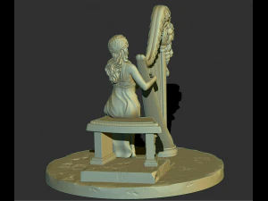 mulher com harpa stl3d impress&atilde;o modelo high poly Modelo de Impressão 3D