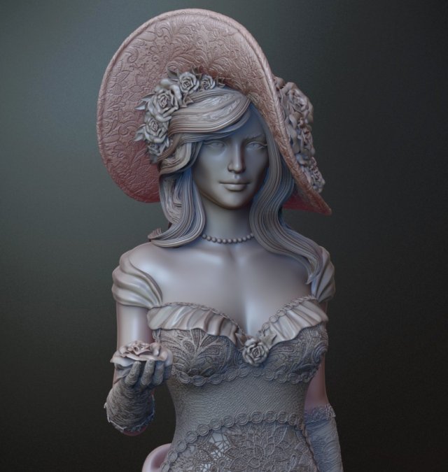 woman with roses for 3d print and high poly 3D Print Model .c4d .max .obj .3ds .fbx .stl .blend 