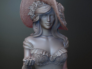 woman with roses for 3d print and high poly 3D-printmodel