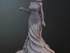 woman with roses for 3d print and high poly 3D Print Model
