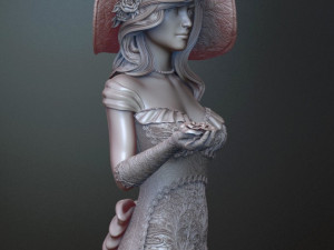 woman with roses for 3d print and high poly 3D Print Model
