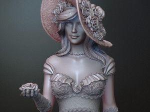 woman with roses for 3d print and high poly 3D Print Model