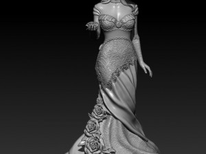 woman with roses for 3d print and high poly 3D Print Model