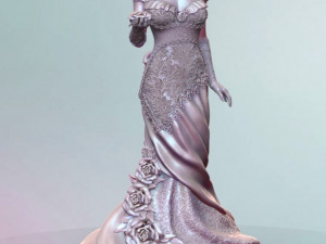 woman with roses for 3d print and high poly 3D Print Model