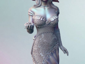 woman with roses for 3d print and high poly 3D Print Model