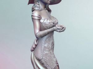woman with roses for 3d print and high poly 3D Print Model