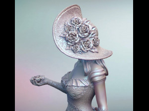 woman with roses for 3d print and high poly 3D Print Model