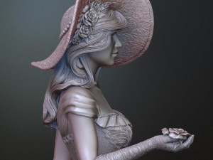 woman with roses for 3d print and high poly 3D Print Model