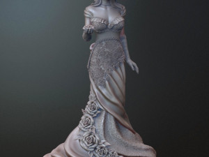 woman with roses for 3d print and high poly 3D Print Model