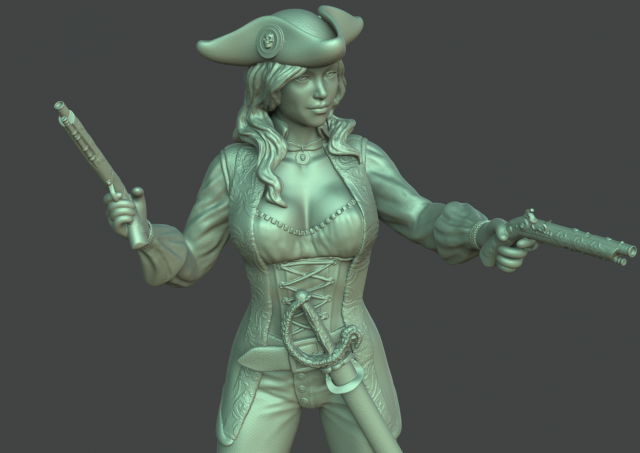 female pirate 3d print model 3D-Druckmodell .c4d .max .obj .3ds .fbx .stl .blend 