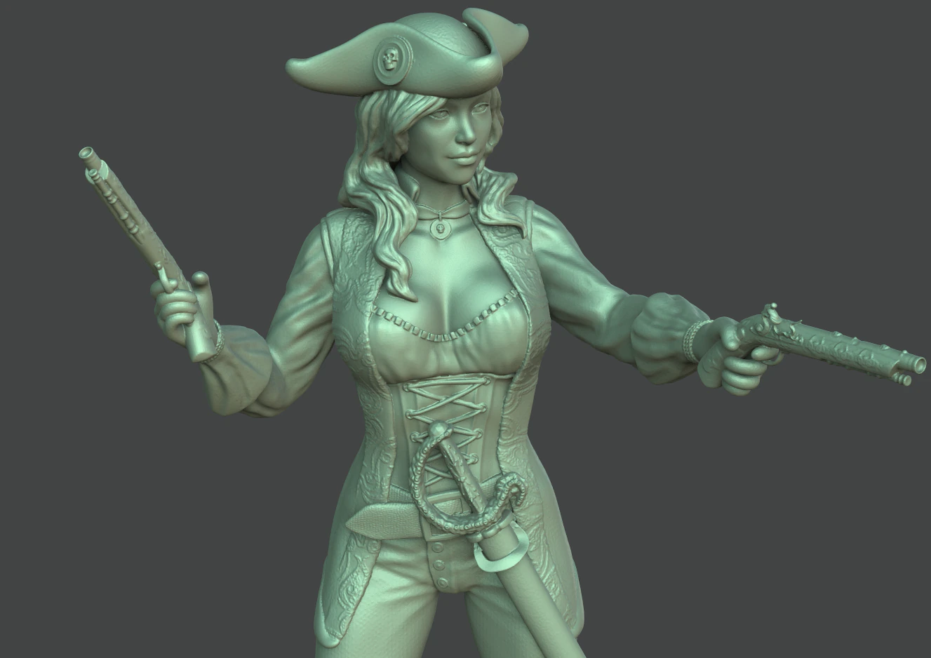 female pirate 3d print model 3D Print Model .c4d .max .obj .3ds .fbx .stl .blend