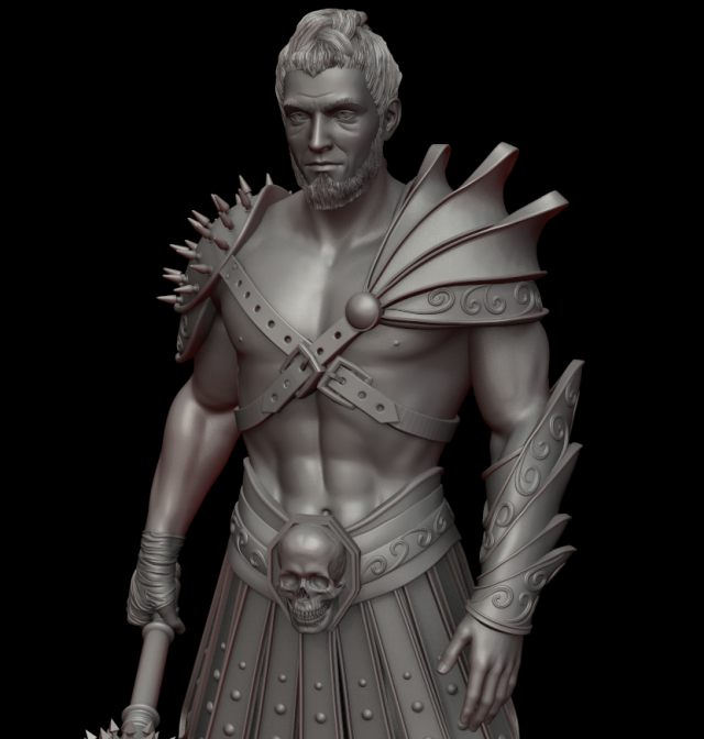 warrior with a mace 3d print and high poly Modelo de Impressão 3D .c4d .max .obj .3ds .fbx .stl .blend 