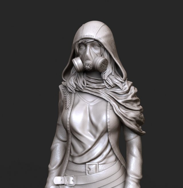 woman in gas mask 3d print model stl and high poly 3D Print Model .c4d .max .obj .3ds .fbx .stl .blend 