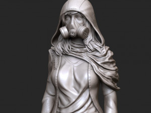 woman in gas mask 3d print model stl and high poly 3D Print Model