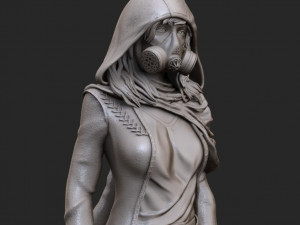 woman in gas mask 3d print model stl and high poly 3D Print Model