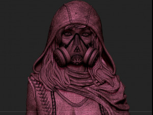 woman in gas mask 3d print model stl and high poly 3D Print Model