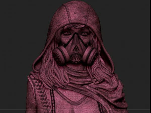 woman in gas mask 3d print model stl and high poly 3D Print Model