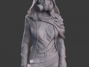 woman in gas mask 3d print model stl and high poly 3D Print Model