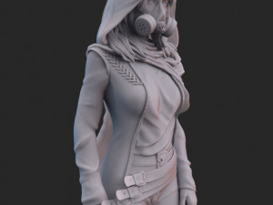 woman in gas mask 3d print model stl and high poly 3D Print Model
