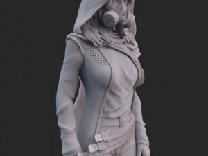 woman in gas mask 3d print model stl and high poly 3D Print Model