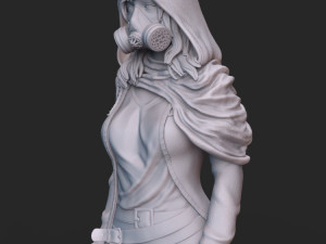 woman in gas mask 3d print model stl and high poly 3D Print Model
