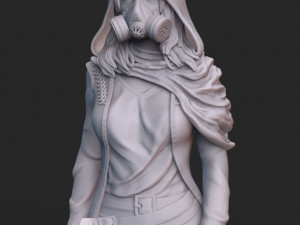 woman in gas mask 3d print model stl and high poly 3D Print Model