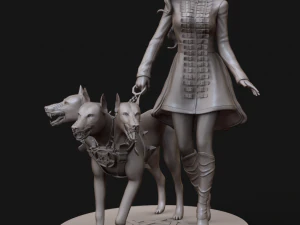 жінка-модель із 3d-принтом пекельного пса та високим полі 3D Принт Модель