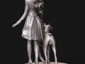 жінка-модель із 3d-принтом пекельного пса та високим полі 3D Принт Модель