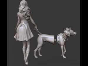 жінка-модель із 3d-принтом пекельного пса та високим полі 3D Принт Модель