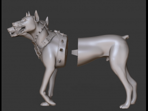 model woman with hell dog 3d print and high poly 3D Baskı Modeli
