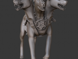 model woman with hell dog 3d print and high poly 3D Baskı Modeli
