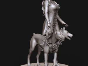 жінка-модель із 3d-принтом пекельного пса та високим полі 3D Принт Модель