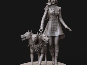 жінка-модель із 3d-принтом пекельного пса та високим полі 3D Принт Модель