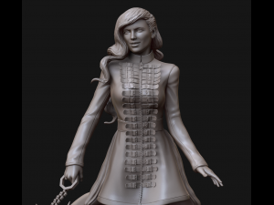 model woman with hell dog 3d print and high poly 3D Baskı Modeli