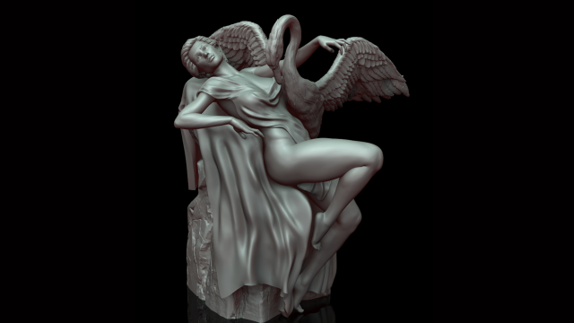 Woman and swan 3D print model Modelo de Impressão 3D .c4d .max .obj .3ds .fbx .stl .blend 