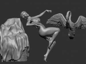 Woman and swan 3D print model Modelo de Impressão 3D