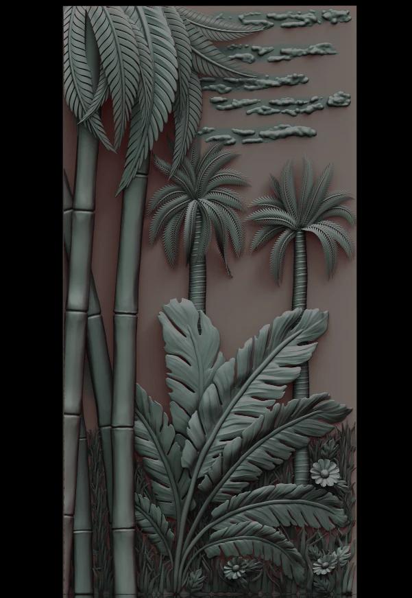 Pintura com palmeiras para CNC Modelo de Impressão 3D .c4d .max .obj .3ds .fbx .stl .blend 