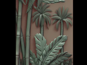 Pintura com palmeiras para CNC Modelo de Impressão 3D