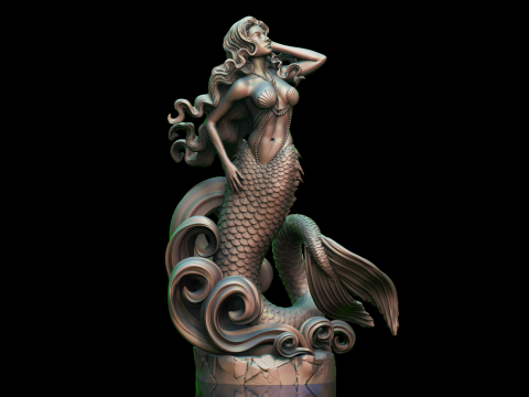 Mermaid on the waves 3D 프린트 모델